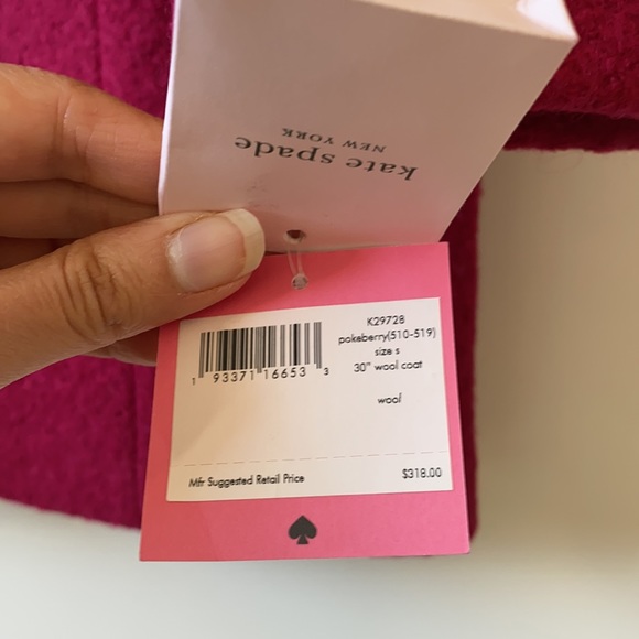 Kate Spade collared wool jacket berry red Sz S NWT - Picture 7 of 11